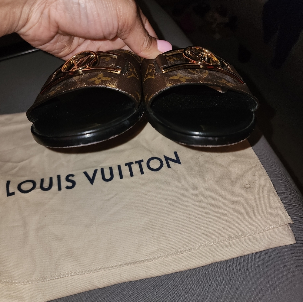 Louis Vuttion Luxury Brown Slide Sandals Size 41 - Picture 9 of 11